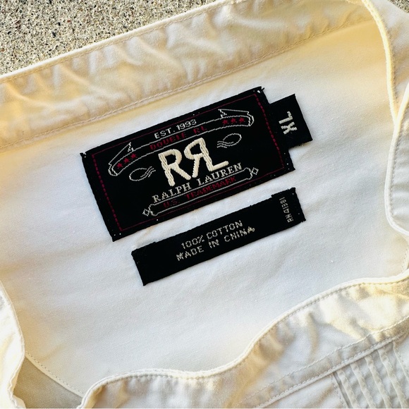 Ralph Lauren RRL Western Popover Shirt XL Grandad Blade Collar Cowboy - Picture 4 of 7